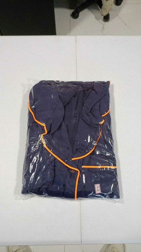 Pijama Americano Longo Azul Marinho Vivo Laranja
