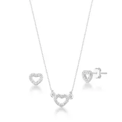 Conjunto coração cravejado - comprar online