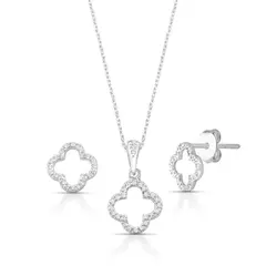 Conjunto trevo vazado cravejado - comprar online