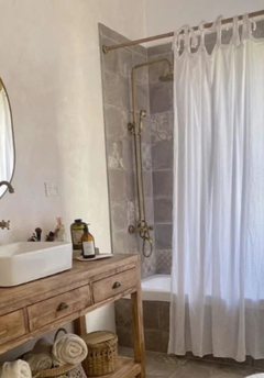 Cortina gasa baño lazos