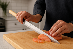 Cuchillo fino estilo japones con mango de madera - comprar online