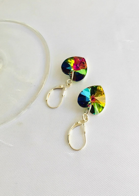 Aros Plata Jasmín De Cristales del Oriente 14mm Con Brisura de Plata - comprar online