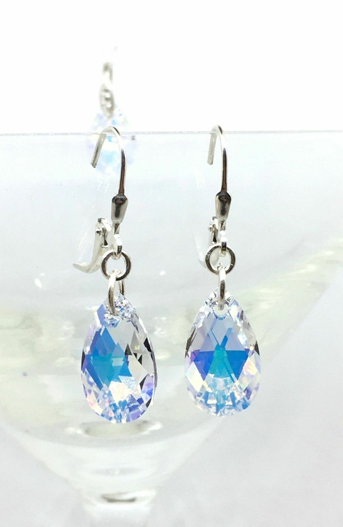 Aros Tear Drop 16mm Cristal Y Plata 925 - comprar online
