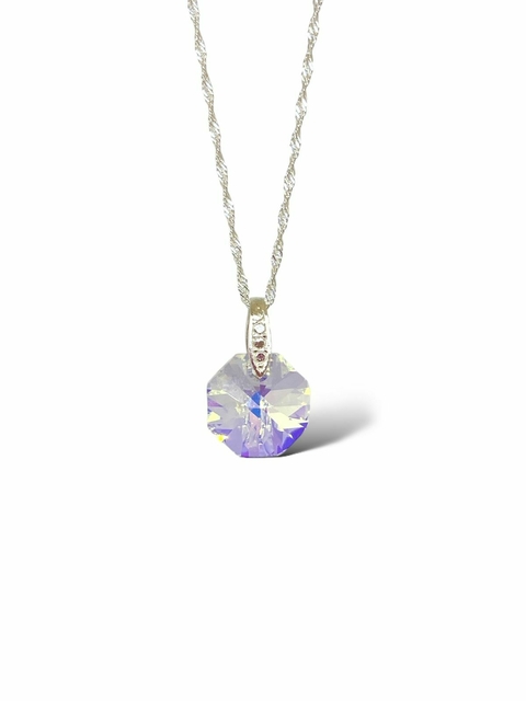 Collar Pontiac Hexagono 12mm Cristal y Plata 925