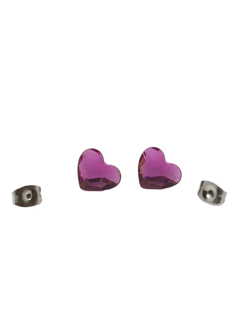 Aros Inyectados Heart 10mm De Cristales del oriente y Plata 925