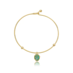 Bracelete Pedra Verde Dourado