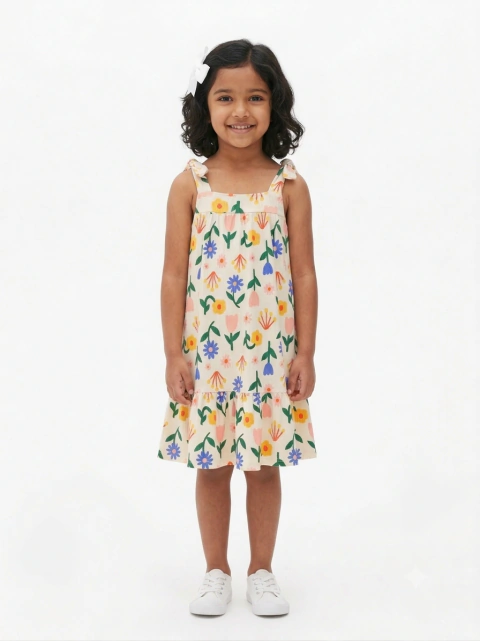 Vestido Soft babado Jardim alegre