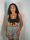 CONJUNTO SHORT LISTRA P&B + TOP CANOA