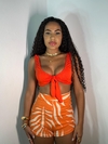 CONJUNTO SHORT HOT CORAL + TOP CANOA