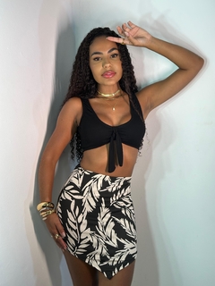 CONJUNTO SAIA V FLOHAS PRETA + TOP CANOA