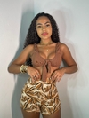CONJUNTO SHORT HOT FOLHAGEM MARROM + TOP CANOA - comprar online