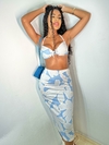CONJUNTO SAIA MIDI FLORES AZUL