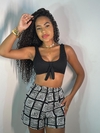 CONJUNTO SHORT ABSTRATO P&B + TOP CANOA