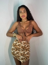 CONJUNTO SAIA V FOLHAGEM MARROM + TOP CANOA
