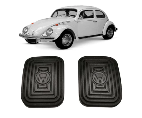 Kit 02 Capa De Borracha Do Pedal De Freio E Embreagem Fusca Brasilia Variant Kombi Ate 1975 Com Logo Vw