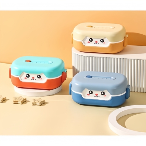 Marmita Infantil Escolar 700ml C Colher Lancheira Pote 2 divisória Para Crianças e Adultos Plástico