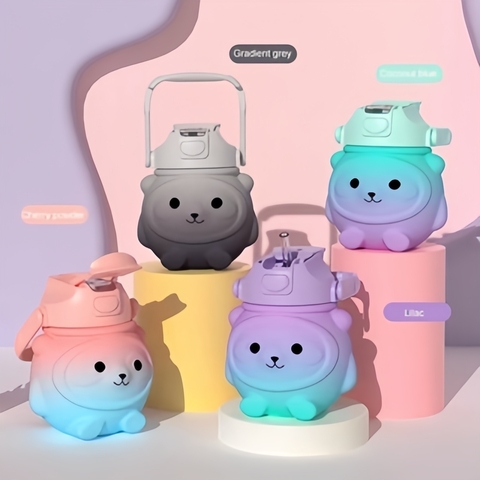 Garrafa de Agua Infantil Fofa De Alta Capacidade Com Alça E Canudo Squeeze 1000Ml