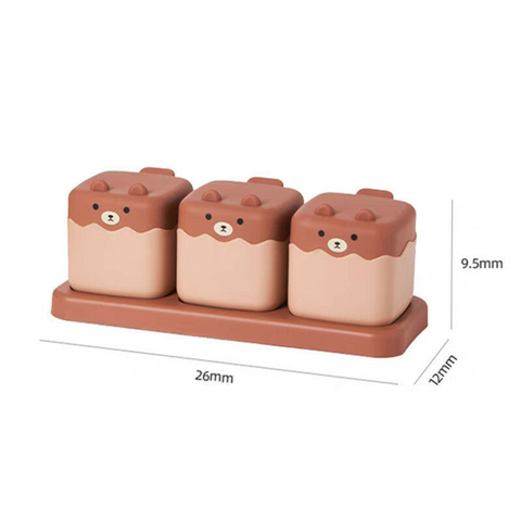 3 Porta Temperos Condimentos Ursinho Organizadores kawai