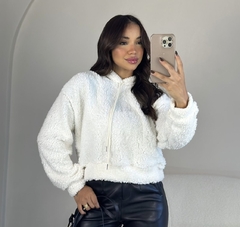 Casaco teddy curto com capuz - loja online