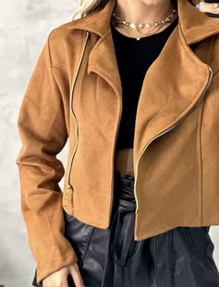 Jaqueta curta em suede zíper na internet