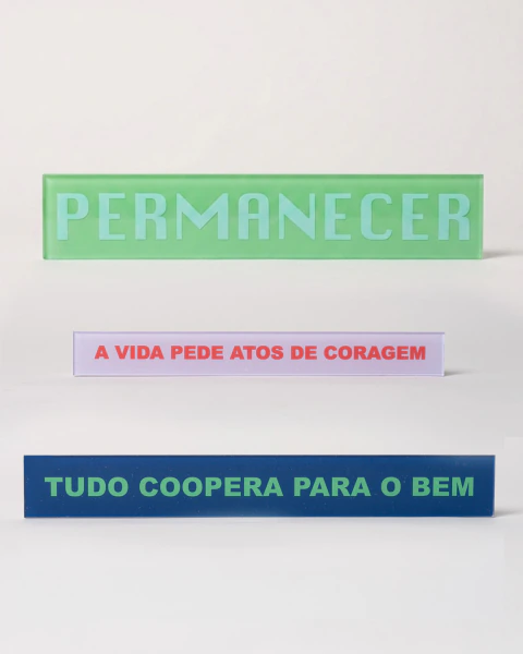 Kit Placa Decorativa - Vida e Coragem + Permanecer + Coopera para o bem