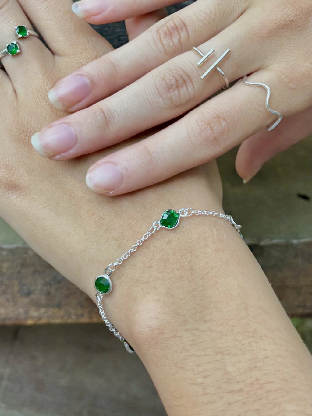 Pulseira Zicônias Verdes Escuras