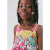VESTIDO EM TRICOLINE ESTAMPADA COM ALCAS DE CADARÇO COLORIDO - comprar online