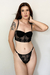 Conjunto De Lingerie Euforia- Mini Corselet Em Tule Bordado- Preto - loja online