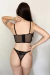 Conjunto De Lingerie Euforia- Mini Corselet Em Tule Bordado- Preto - Essência lingerie