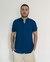 Camisa de Viscolinho Com Elastano Gola Padre Azul