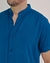 Camisa de Viscolinho Com Elastano Gola Padre Azul - MOSH IN