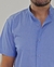 Camisa de Algodão Gola Padre Azul Mescla na internet