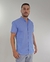 Camisa de Algodão Gola Padre Azul Mescla
