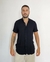 Camisa de Viscolinho com Elastano Gola Padre Preta - MOSH IN