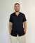 Camisa de Viscolinho com Elastano Gola Padre Preta - loja online