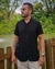 Camisa de Viscolinho com Elastano Gola Padre Preta - comprar online