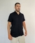 Camisa de Viscolinho com Elastano Gola Padre Preta