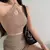 Mulheres close-fitting estilo simples colete, cor sólida Halter Neck mangas Colheita Tops - loja online