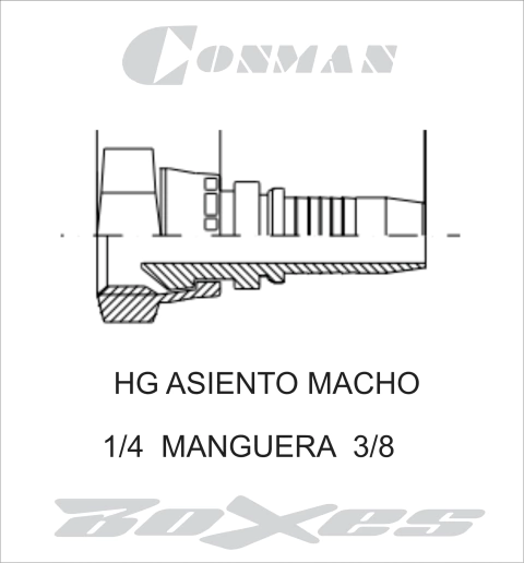 TERMINAL HEMBRA GIRATORIA HG 1/4 BSP ASIENTO MACHO AM PARA MANGUERA 3/8