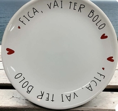 Prato De Sobremesa Fica Vai Ter Bolo Ceramica - Letícia Manducchi