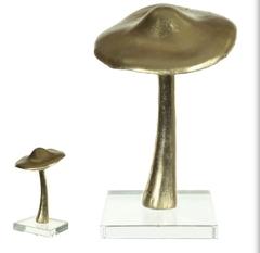 Escultura Poliresina Cogumelo Dourado 13.5x11.5x19.8cm