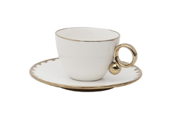 Cj 6 Xícaras Para Chá Porcelana c/ Pires Egg 200ml Wolff