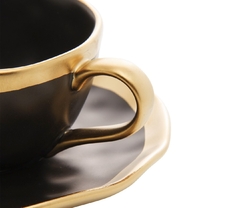 Xícara Café E Pires Porcelana Preto E Dourado Dubai 90Ml Wolff na internet