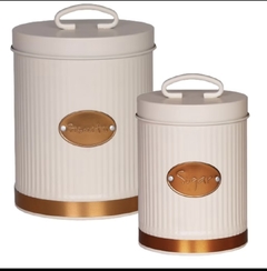 Conjunto 2 Porta Mantimentos Açúcar Biscoitos Tampa Aço