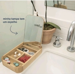 ￼porta joias e organizador com espelho em bambu na internet