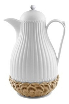 GARRAFA TÉRMICA DE RATTAN BRANCA E MARROM