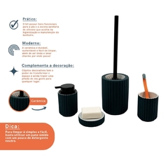 ￼Kit Banheiro em cerâmica canelada verde 4 pçs Oikos - comprar online