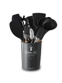 Kit de Utensílios Silicone Preto
