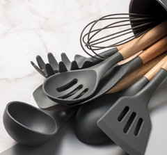 Kit de Utensílios Silicone Preto - comprar online
