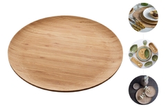 Prato Raso Bambu Natural Extra Grande Servir Porta Bolo